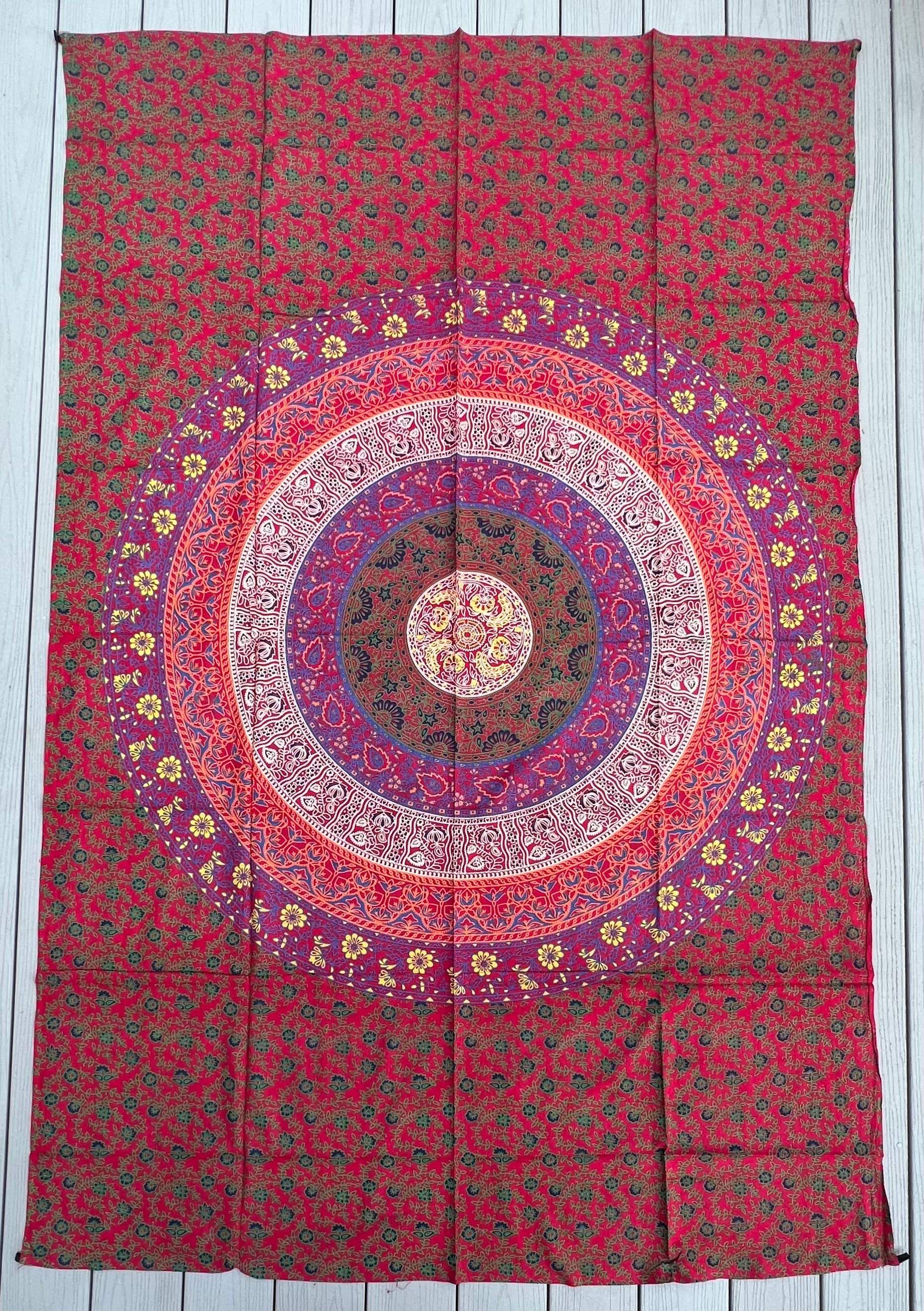 Lungta Imports - Wholesale Tapestry/Textile - Floral Mandala Tapestry Wall Decor Beach Throw 80X50 Inches0