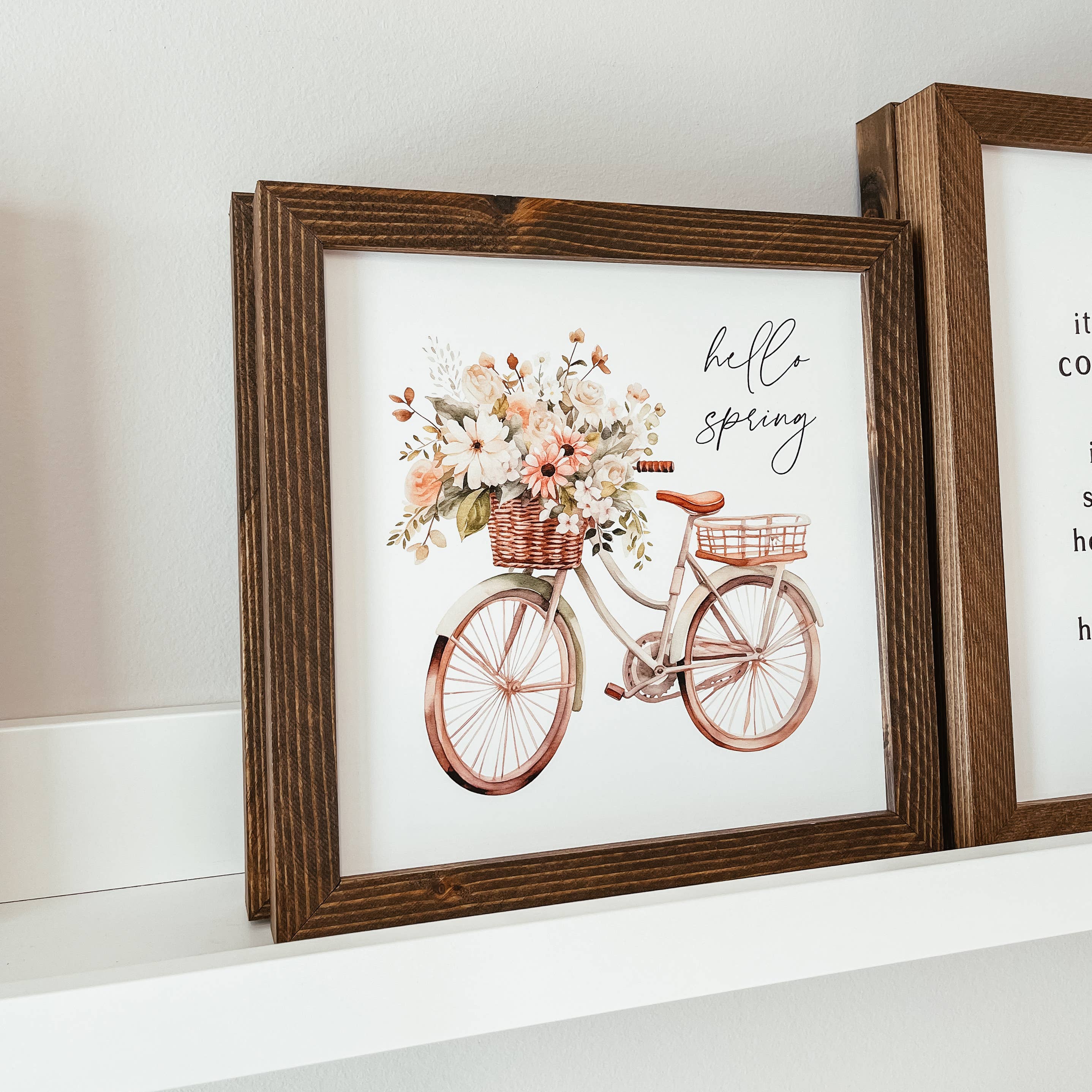 Knotty Design Co. - Wholesale Sign - Hello Spring Watercolour Bike Sign | Framed Spring Sign3