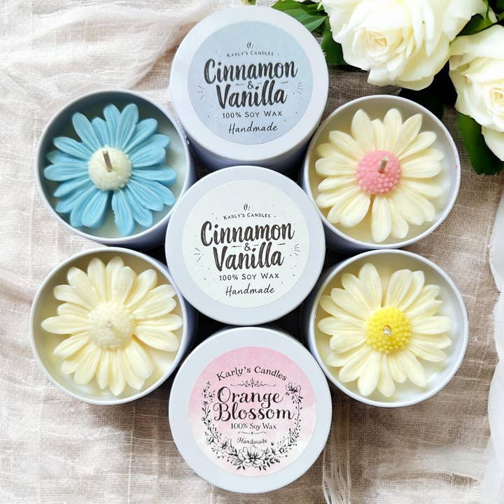 Gänseblümchen-Sojakerzen-Gastgeschenke - 4oz Mini-Kerze für den Großhandel von Karly’s Candles