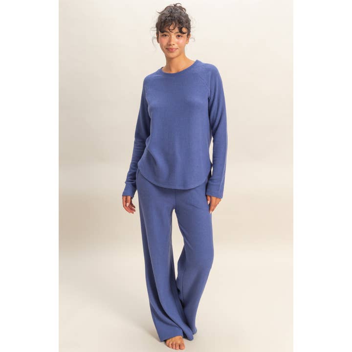 Double Zero - Wholesale Shirt - Women's - Brushed Waffle Raglan Long Sleeve Casual Top13