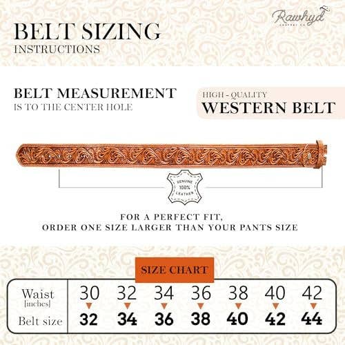 RAWHYD Leather Co. - Vente Ceinture – homme - Ceintures Western en cuir RAW HYD pour hommes - Ceintures de cowboy pour hommes - Ceinture Western pour hommes sans boucle - Ceinture de cowboy pour hommes de 1,5" de large3