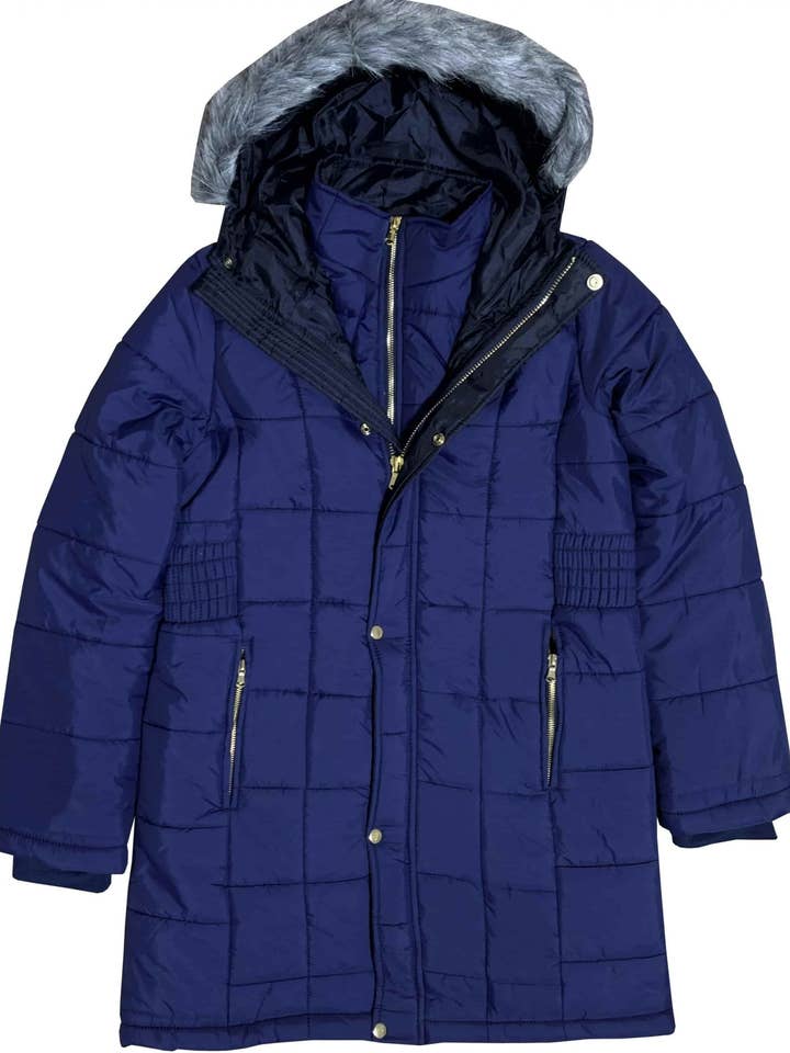 Piumino invernale caldo da donna con pelliccia rimovibile per la vendita all'ingrosso da parte di Royal Threads