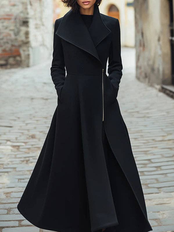 A-Line Long Sleeves Buttoned Pockets Solid Color Zipper Lapel Woolen Coat and other Purchase Wholesale lab coats. Free Returns & Net 60 Terms on Faire trending on Faire.