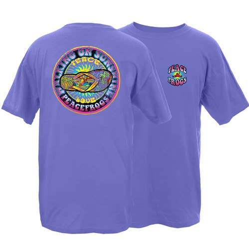 Walking on Sunshine Frog Garment Dye Short Sleeve T-Shirt for wholesale by Peace Frogs