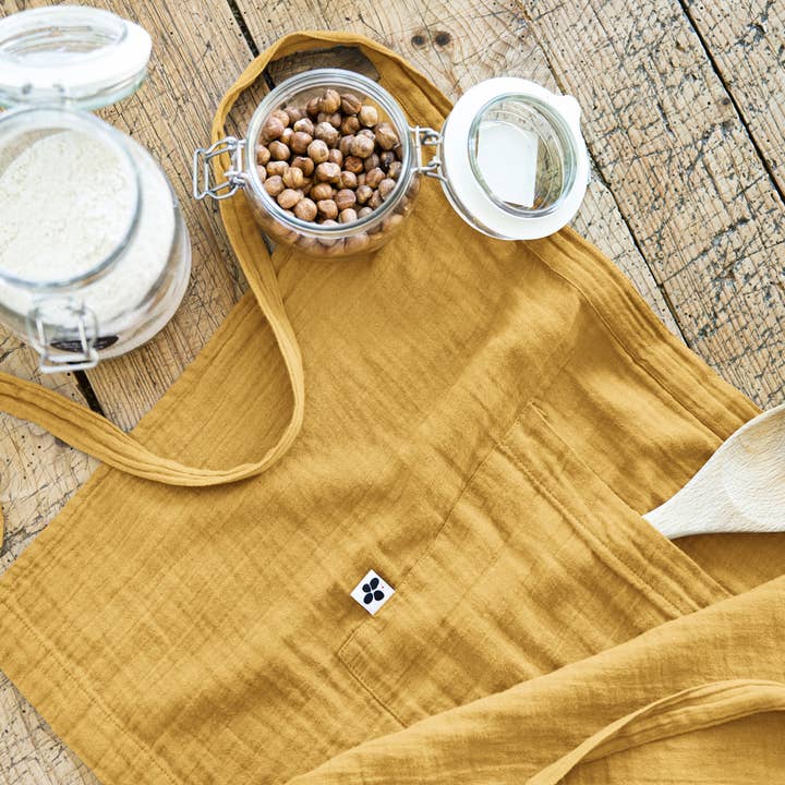 L'effet Papillon - Wholesale Apron - GAÏA Safran cotton gauze waiter apron 45 x 80 cm1