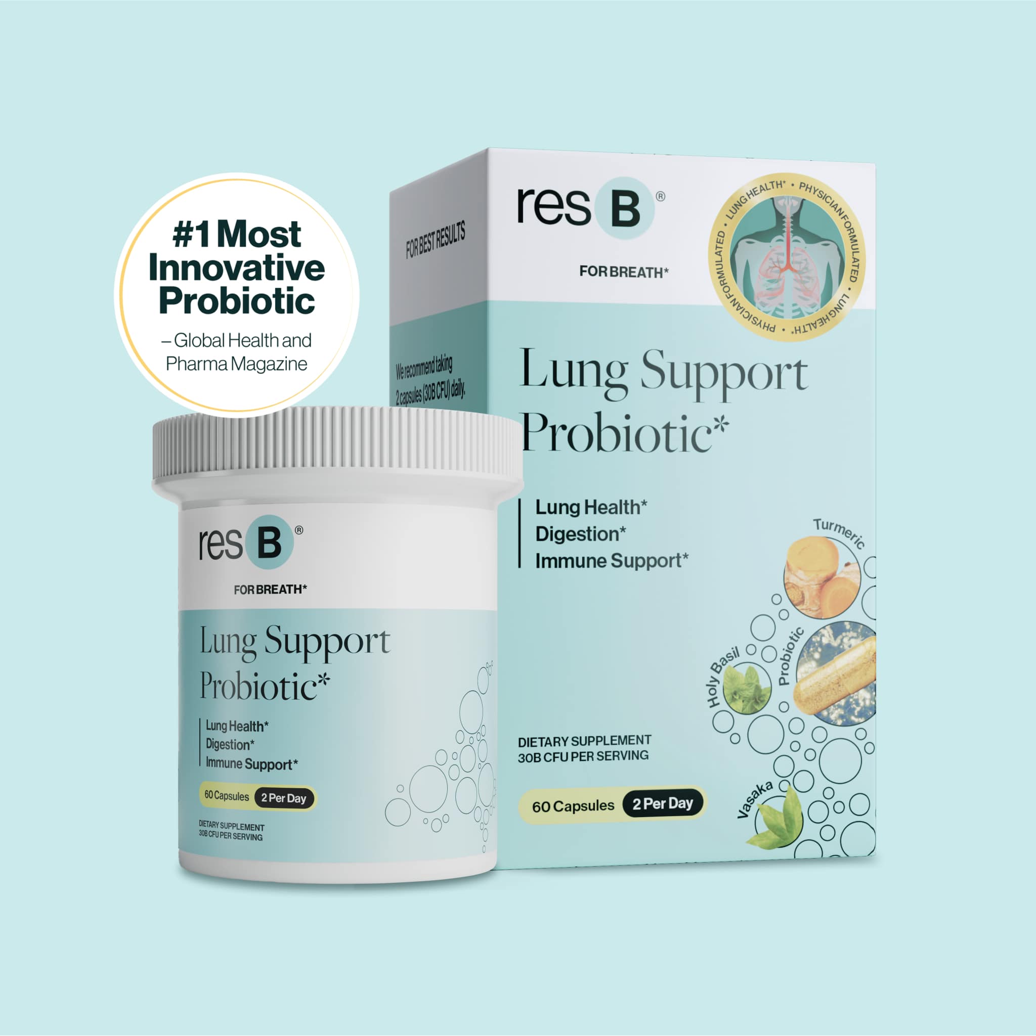 resbiotic - Venta al por mayor Suplementos/vitaminas para beber - Probiótico ResB® para el apoyo pulmonar