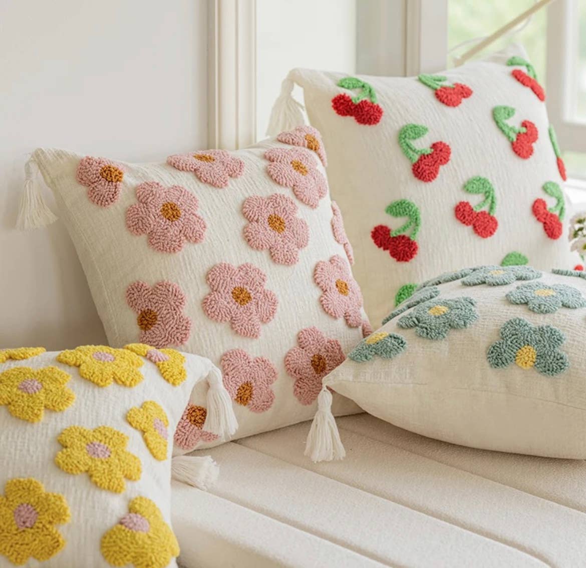 Delmar Decor - Vendita all'ingrosso Fodera cuscino decorativo - Cuscino primaverile, fodera trapuntata con motivo floreale 4