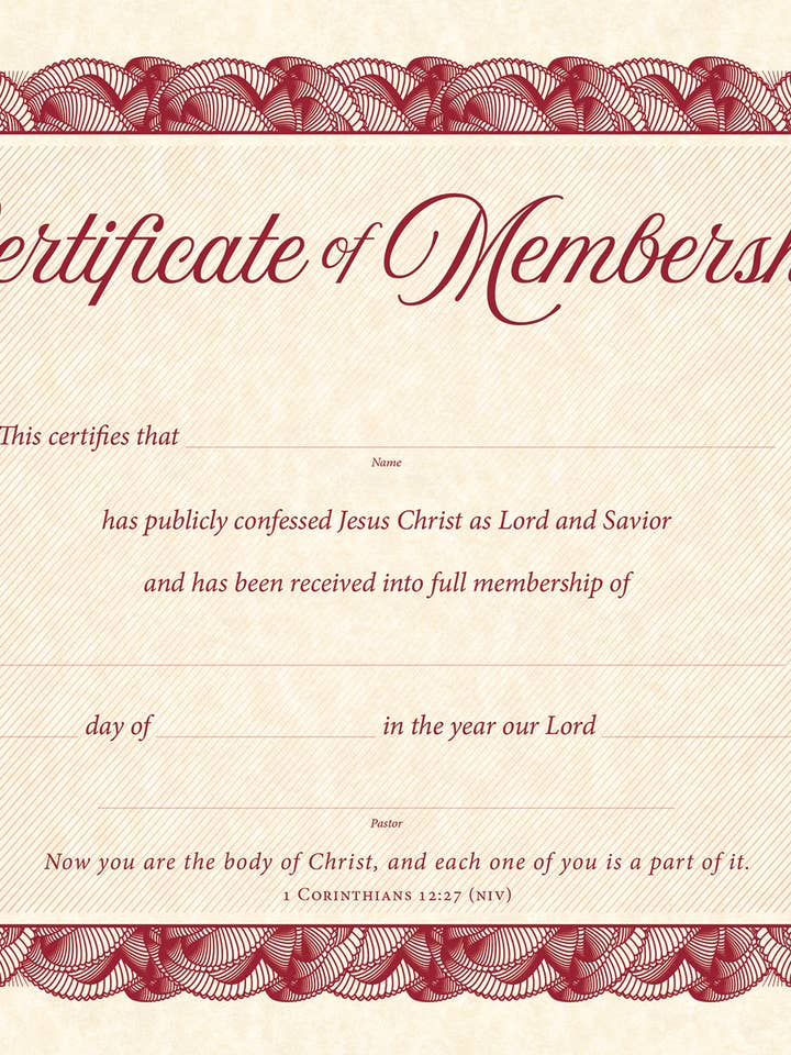 Certificate of Membership for wholesale by Warner Press