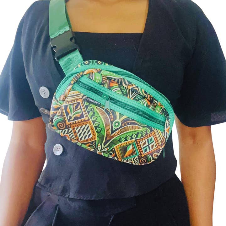 African Print Neoprene Hip Pouch, Waterproof Accessory #9 for wholesale by YewandeAndCo
