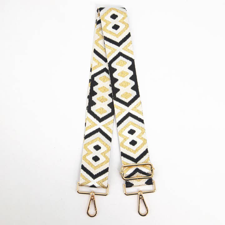 Correa para bolso Ronda tejida, dorada/negra, azteca metalizada para venta al por mayor de ÊTRE
