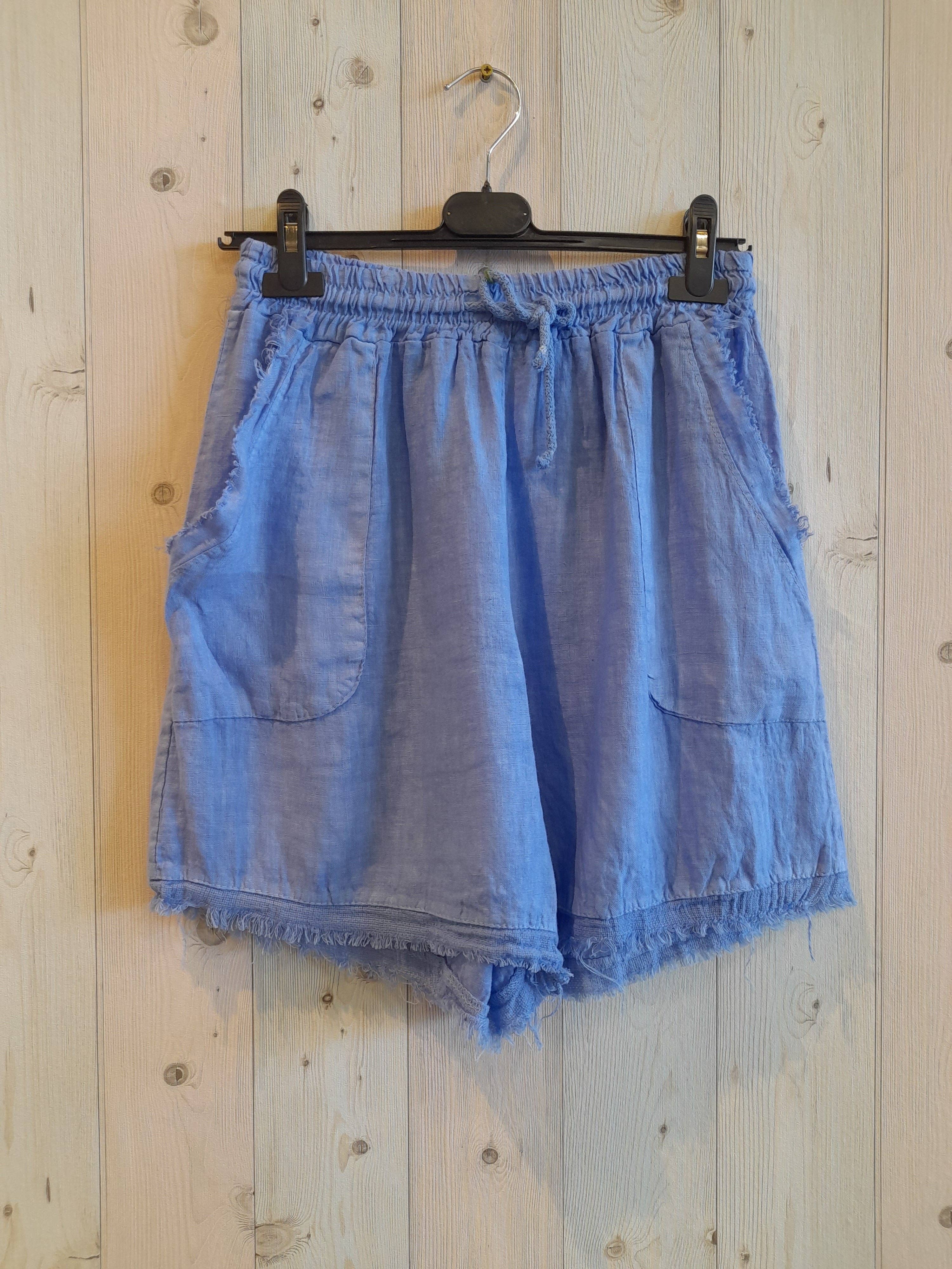 Linen & More – Engroshandel Shorts – Kvinder – REF 6261 hørshorts med frynser og to lommer, 100 % hør6