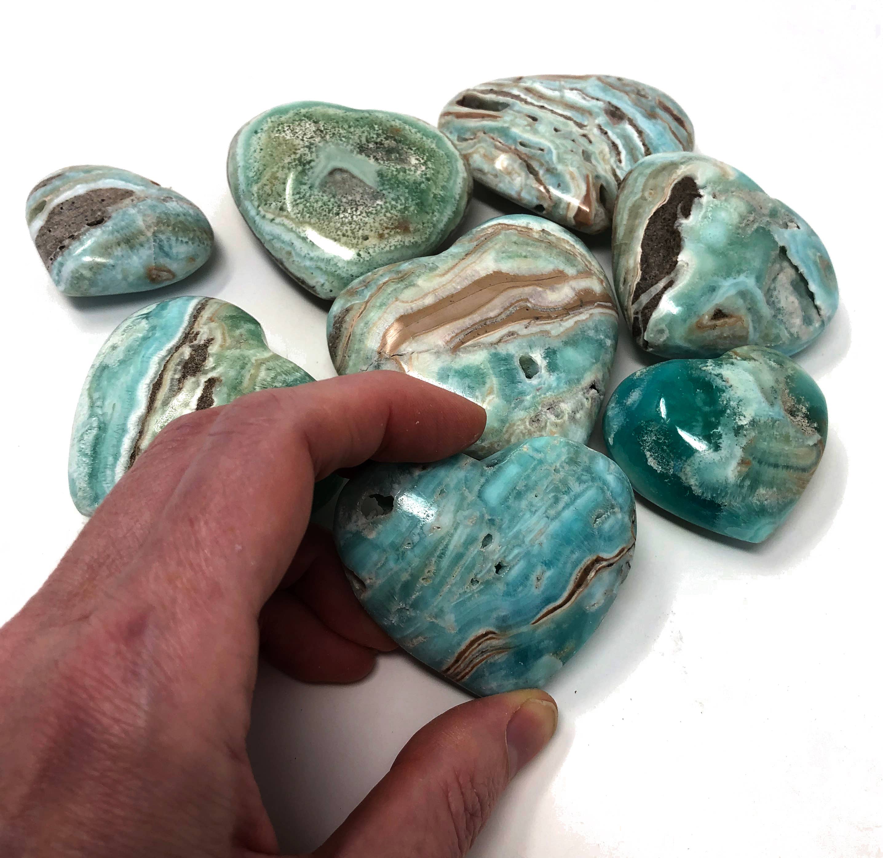 Jade Canyon - Wholesale Spiritual Stone/Crystal - Aqua Caribbean Calcite & Aragonite Stone Heart4