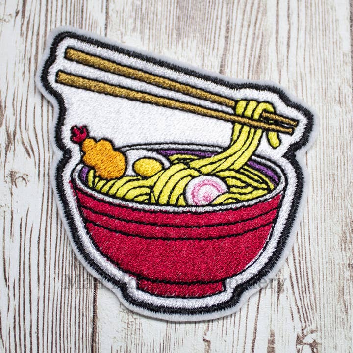 Ramen Iron On Patch, Iron On Embroidered Patch, Patch For Clothes, Patch For Book Bag, Cute Iron On Patches, Iron On Patches, Iron On Patch for wholesale by Mad House Embroidery