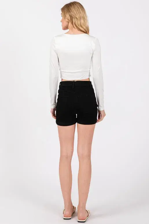 Final Touch - Venta al por mayor Jersey corto de punto - Mujer - Top Corto de Doble Capa con Escote en V - T301629