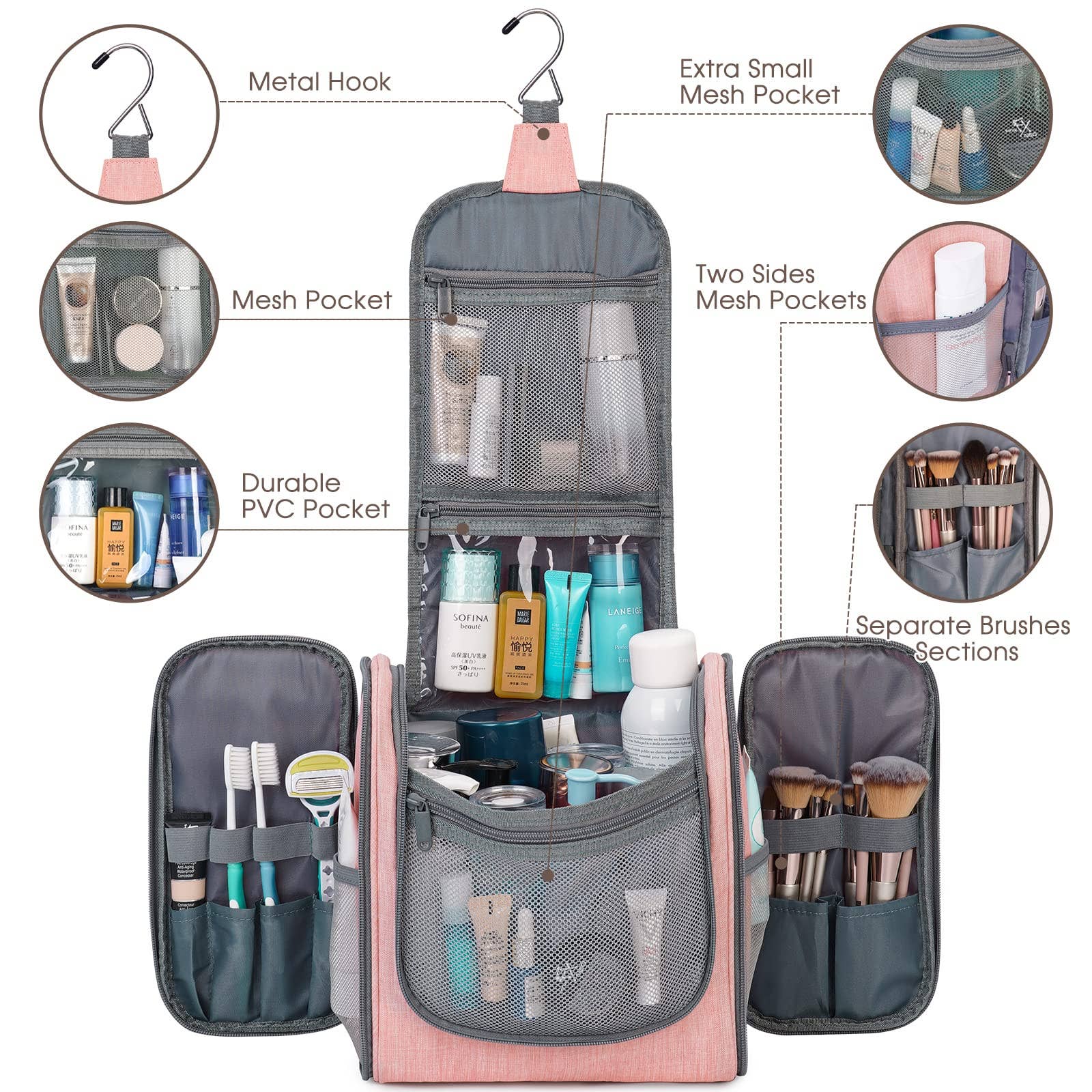 wandf - Wholesale Toiletry bag – women's - NW5126 Travel Toiletry Cosmetic Bag With Handle Women Gift62