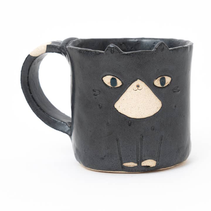 Tasse Chat Noir Faite à la Main – Tasse en Céramique Japonaise (270ml) pour la vente par U PLUS INC