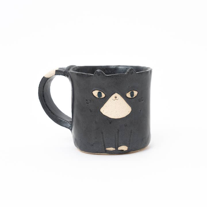 Handcrafted Black Cat Mug – Japanese Ceramic Cup (270ml) for wholesale by U PLUS INC