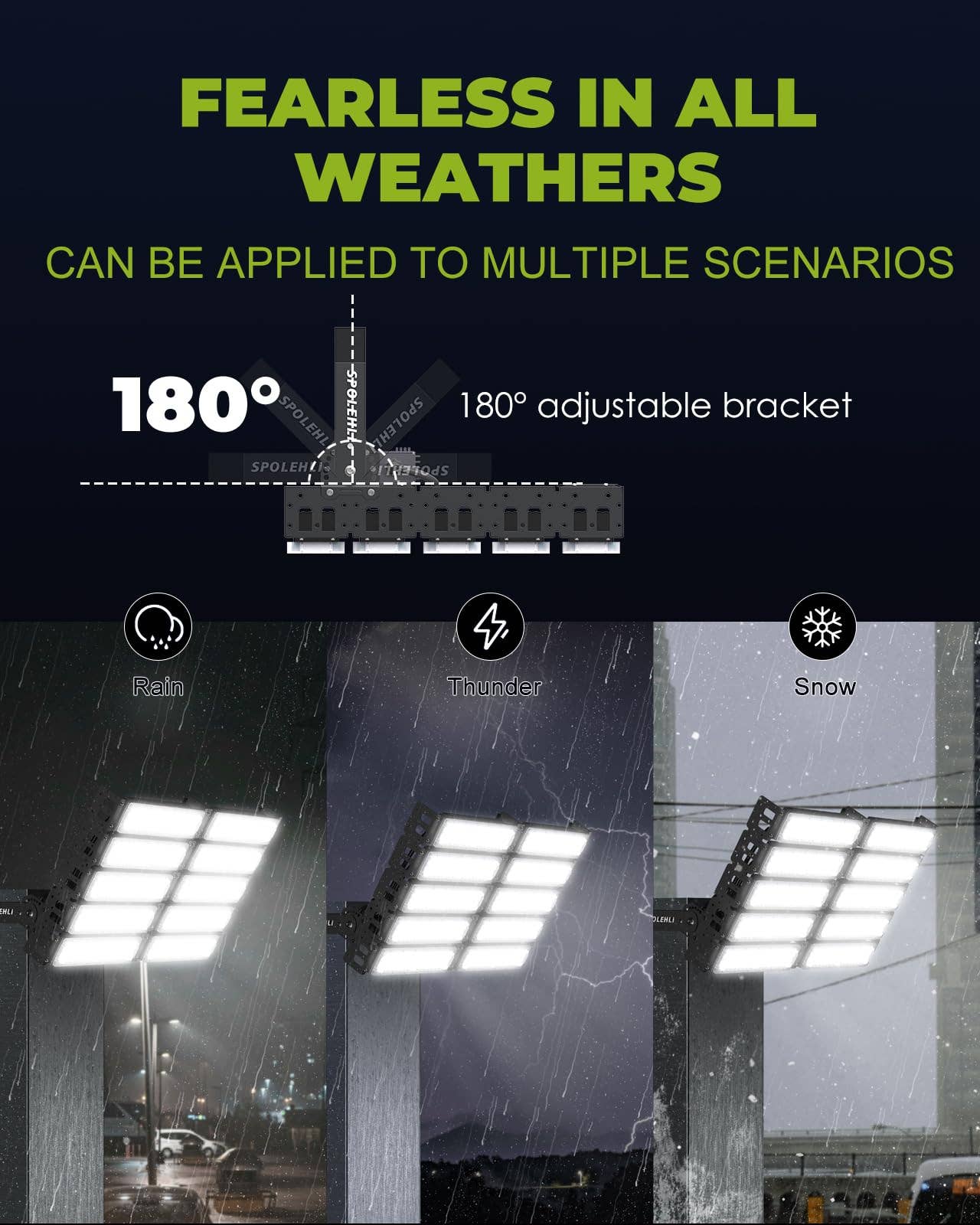 OutdoorSolarOutlet - Wholesale Outdoor/lawn light - 500W LED Stadium Flood Lights 3000W Equivalent 80000LM Super Bright LED Arena Lights 85-305V IP66 Waterproof 6500K4