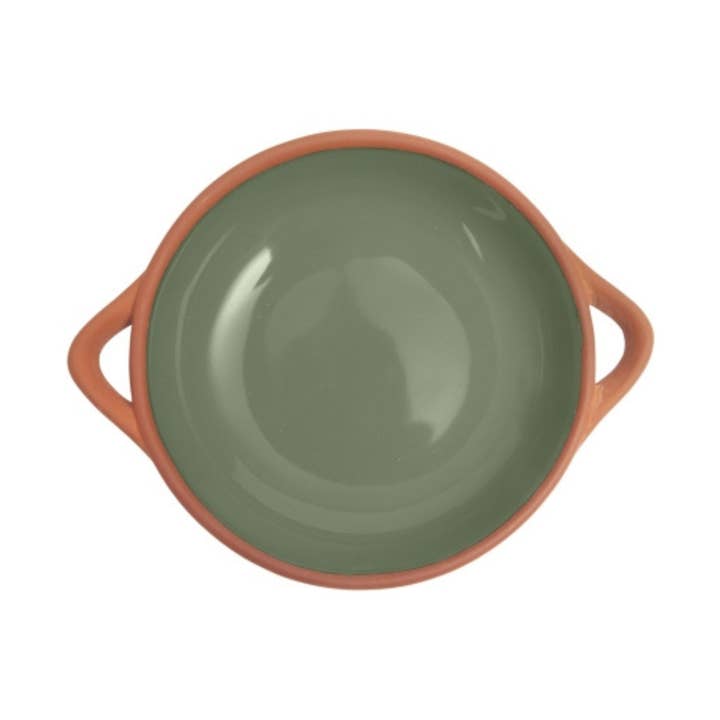 Sintra Small Glazed Terracotta Tapas Dish - Olive Green for wholesale by Dexam