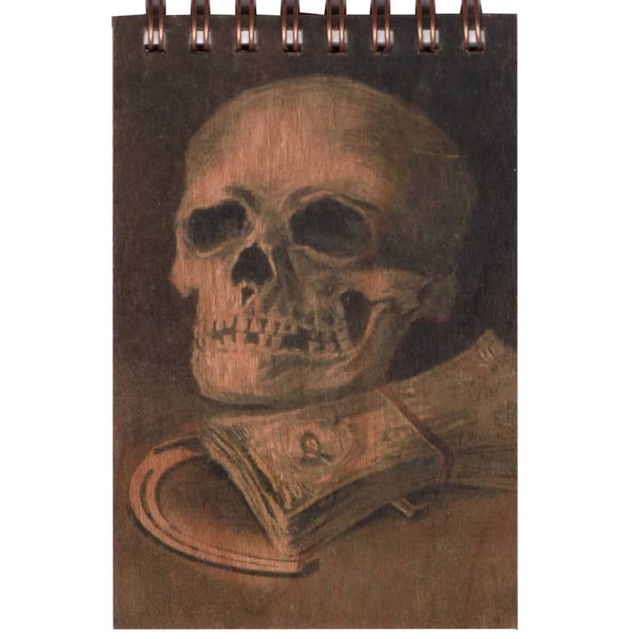 Wood Notepad - Skull and Money for wholesale by Spitfire Girl