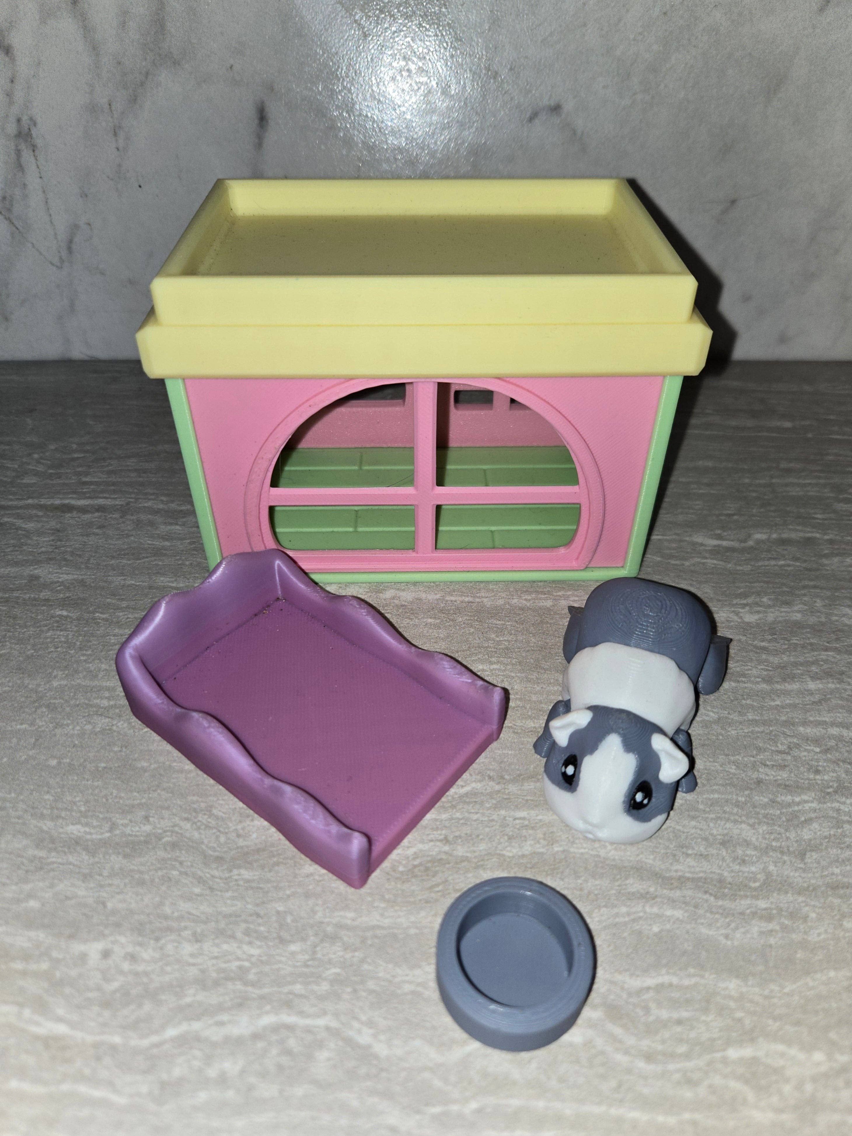 Cosmic 3D Creations - Vente Figurine – enfant - Cochon d'Inde imprimé en 3D avec maison | Figurine articulée | Animal flexible3