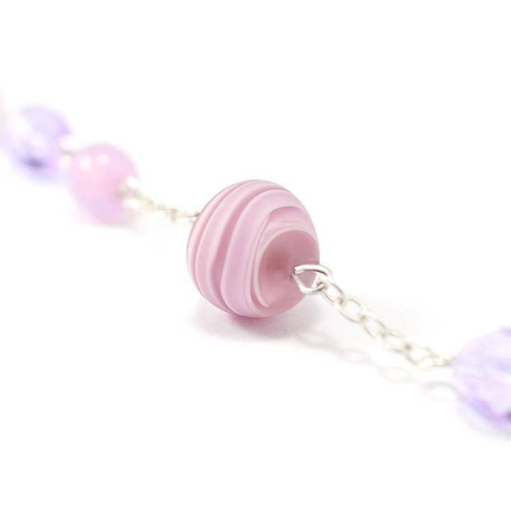 Ghirelli UsA Inc - Wholesale Prayer Beads Necklace - Madonna Roses & Lilac Murano Rosary