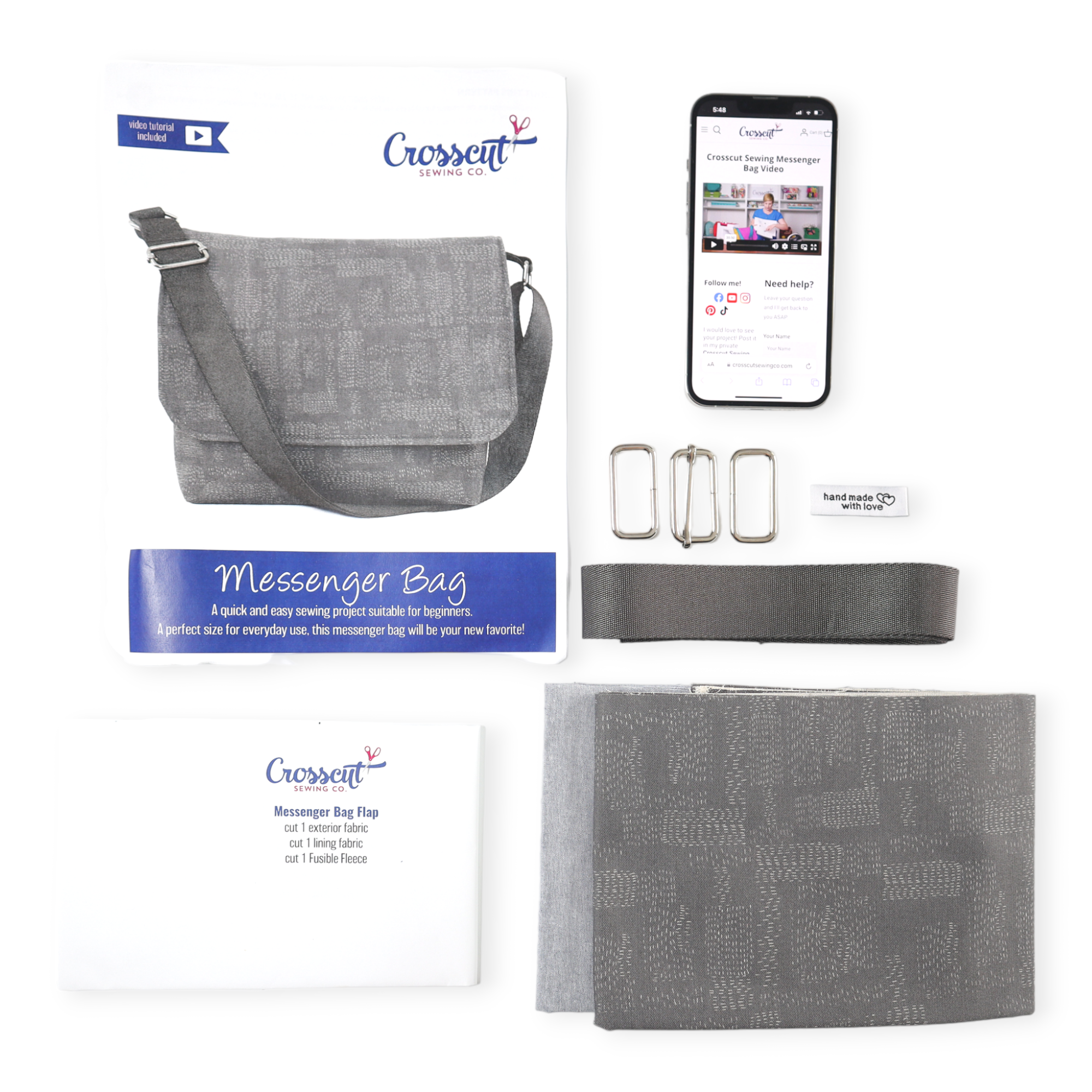 Crosscut Sewing Co. - Wholesale DIY Craft Kit - Messenger Bag Sewing Kit - DIY Beginner Sewing Project Kit Kids and Adults46