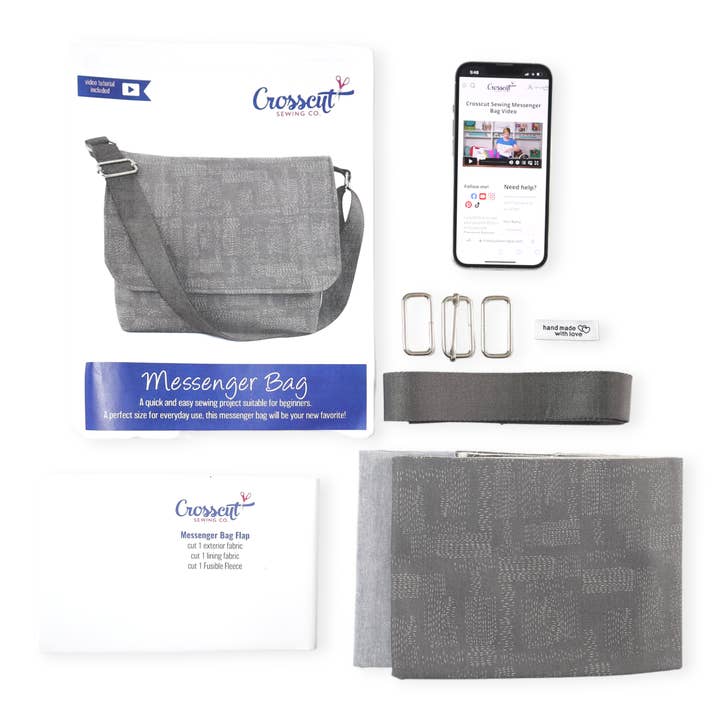 Crosscut Sewing Co. - Wholesale DIY Craft Kit - Messenger Bag Sewing Kit - DIY Beginner Sewing Project Kit Kids and Adults46