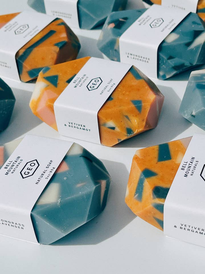 Terrazzo Gem bar soap. Full size. for wholesale by Bell Mountain Naturals
