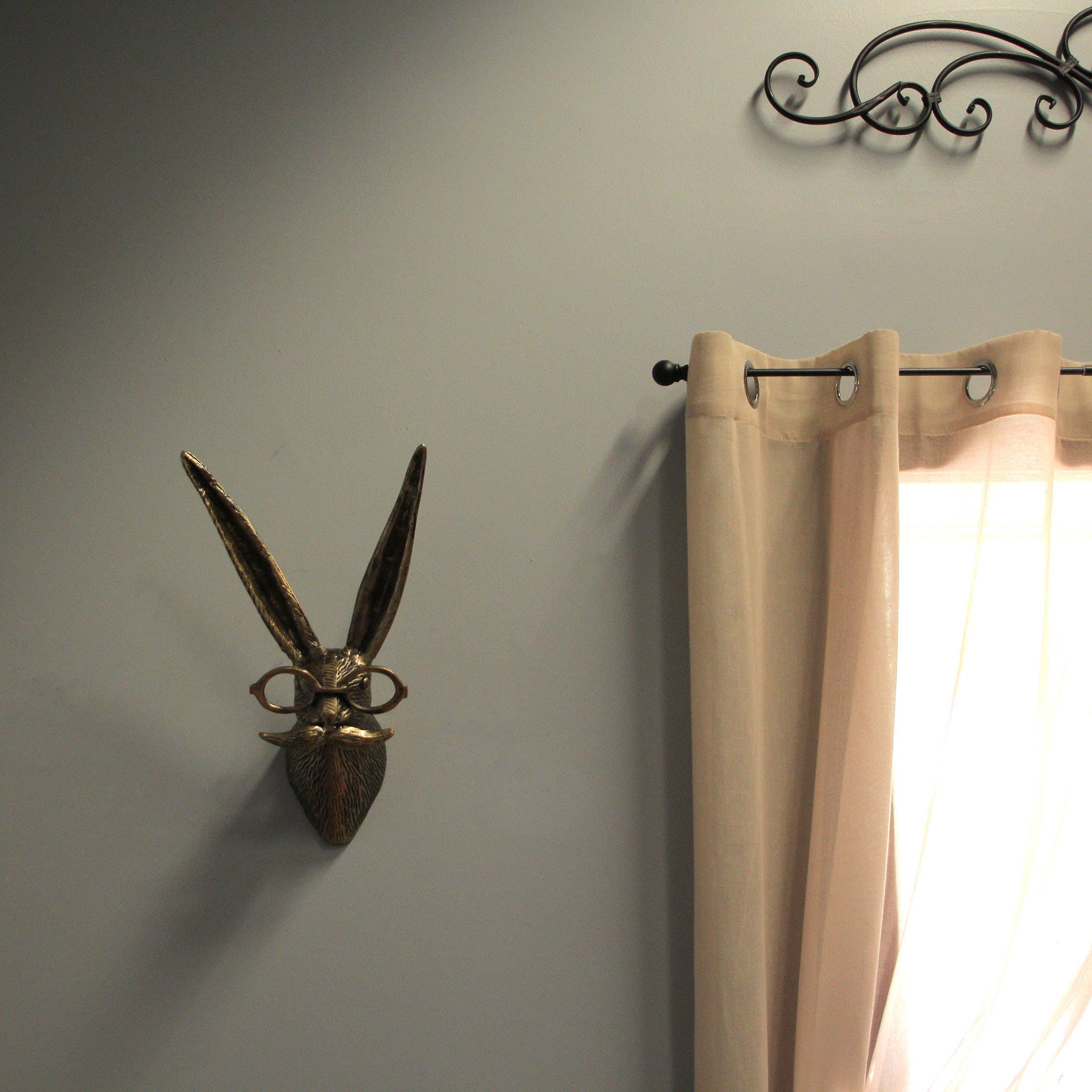 Zeckos - Wholesale Wall Decor - Kids & Baby - Gold Finish Hare Head Wall Hanging with Round Glasses 7