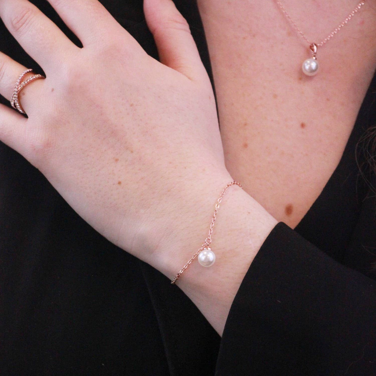 CARALI / MYC Paris - Wholesale Jewelry Set - Trio Mother Of Pearl Set - Rose Gold And Crystal3