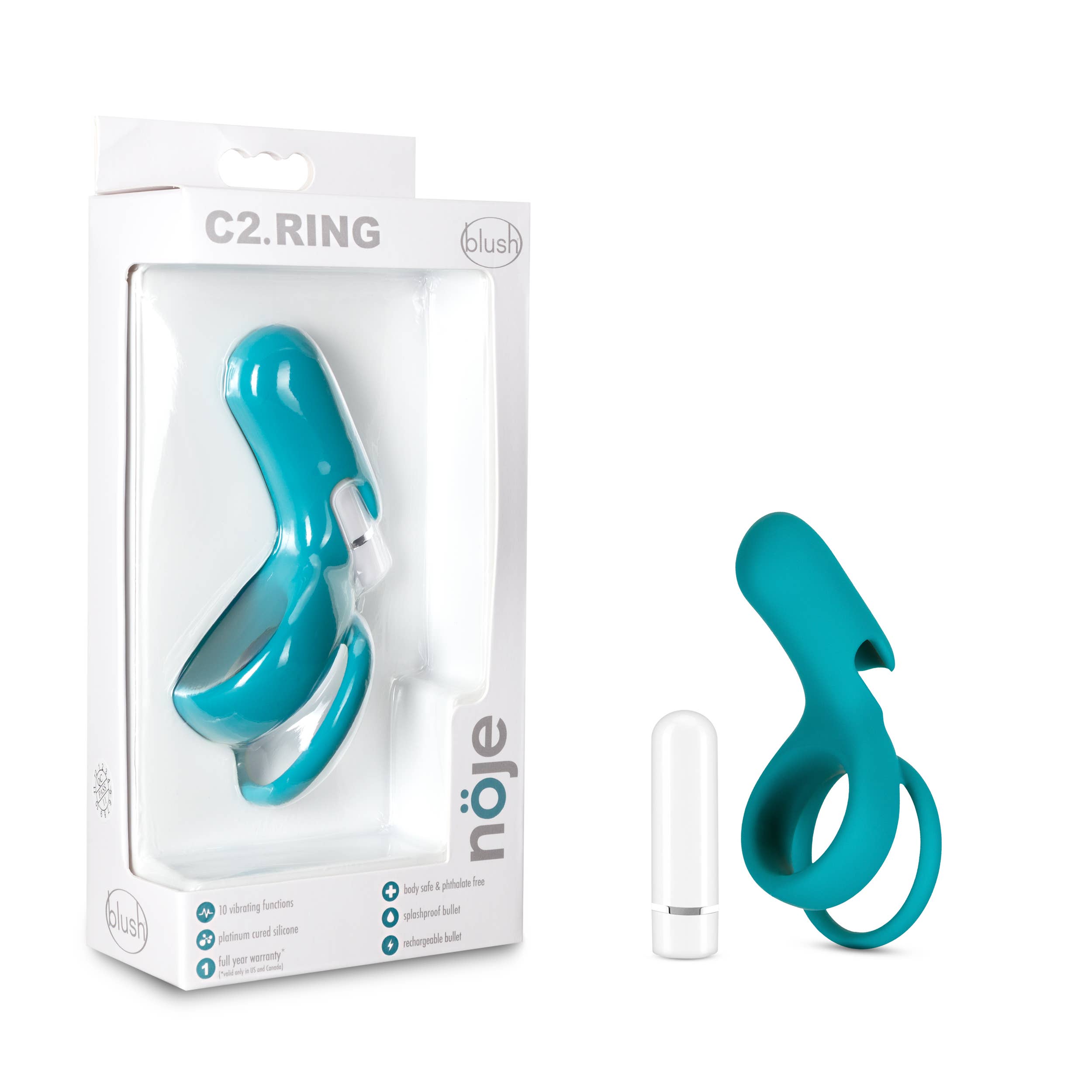 Blush - Wholesale Sex Toy - Noje C2 - Rechargeable Double Loop Vibrating Cock Ring0