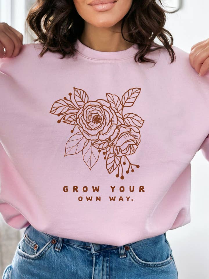 Grow Your Own Way Pink Crewneck for wholesale by Magnolia Ranch Originals