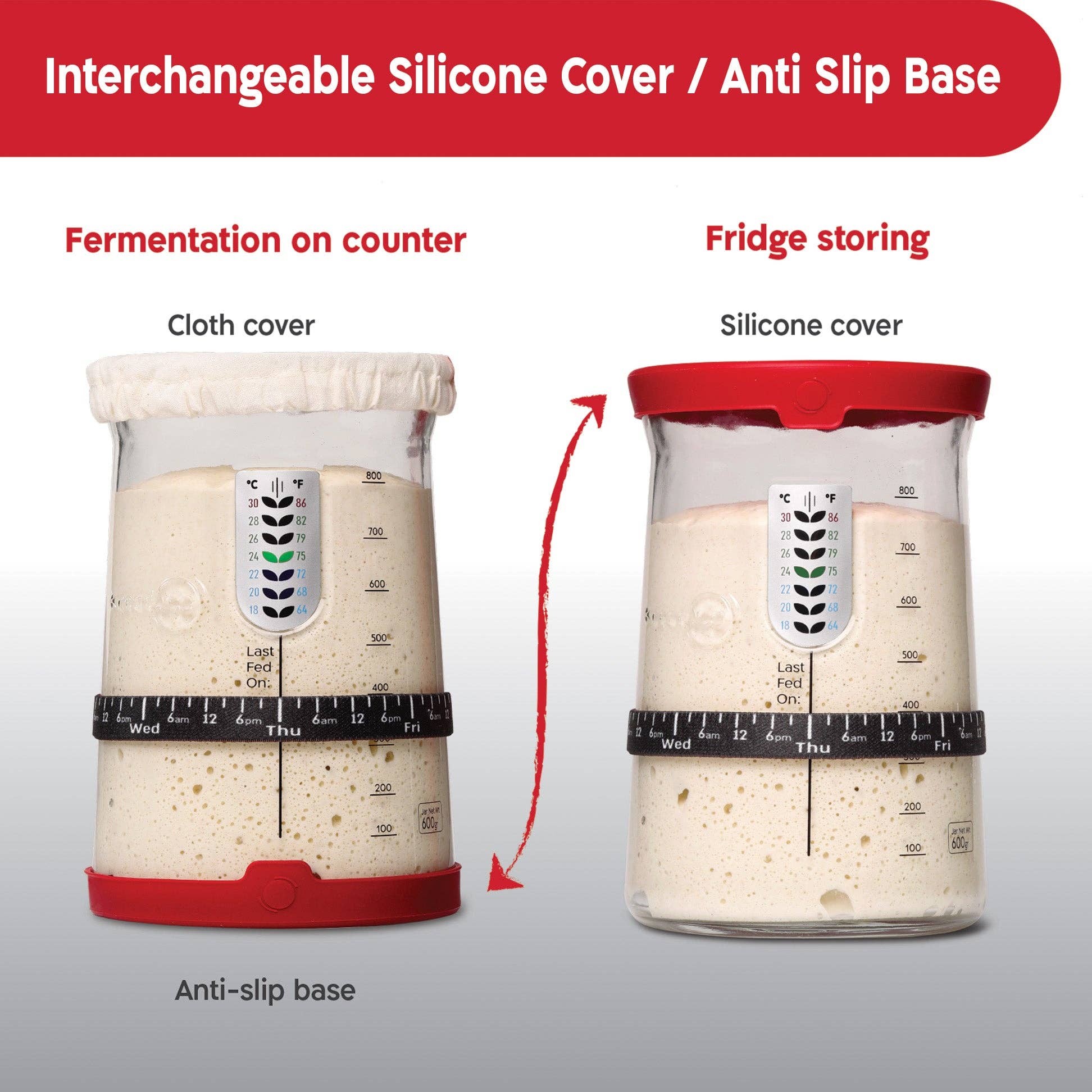 KneadAce – wholesale Kitchen tool/gadget – KneadAce® PRO  34 Oz Sourdough Starter Jar5