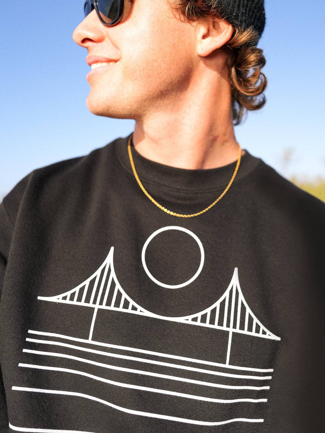 Culk - Wholesale Graphic Sweatshirt - Unisex - Minimal Bridge Crewneck Sweatshirt Black3