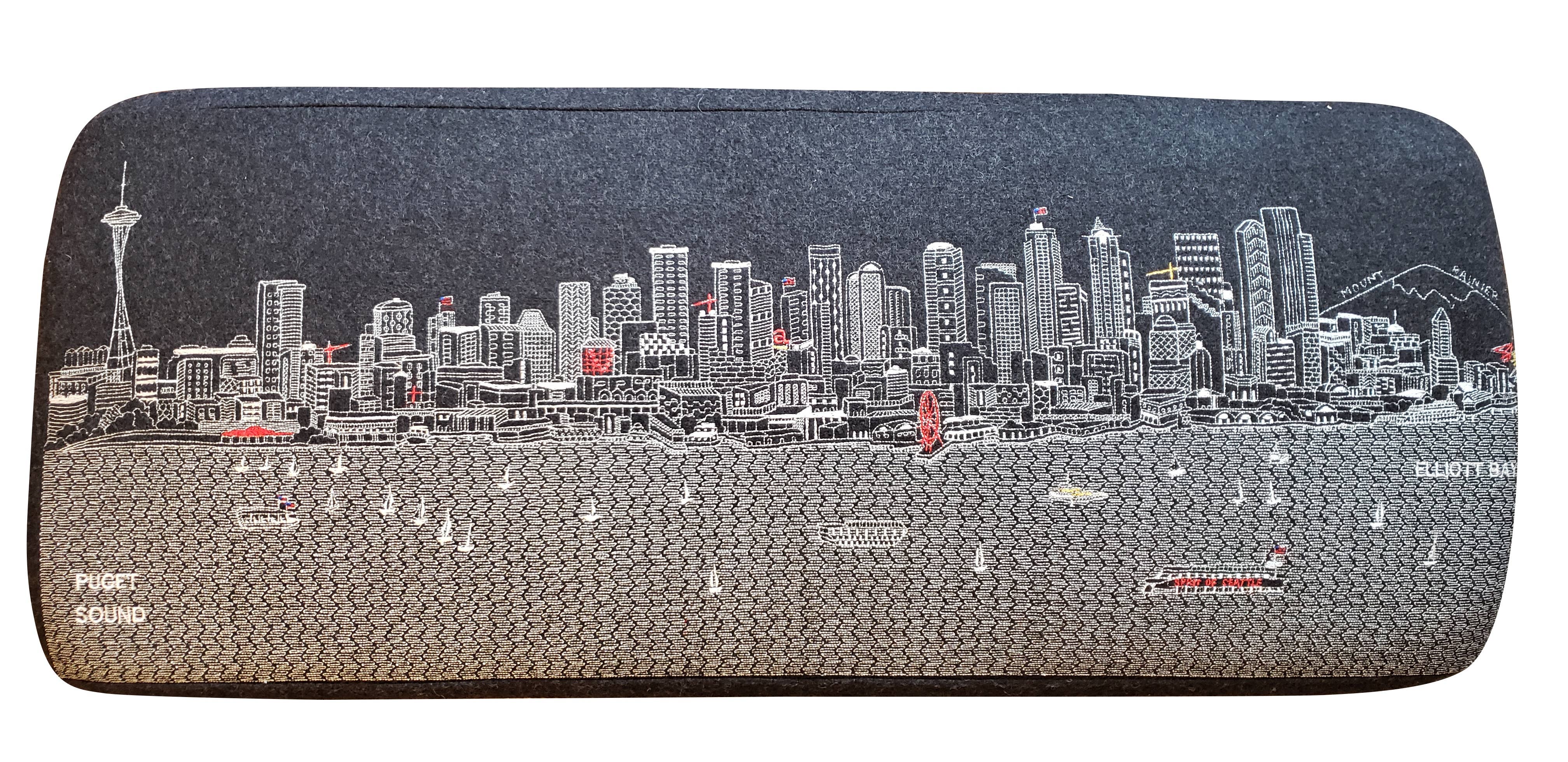 Grey SEATTLE embroidered skyline Ottoman for wholesale on Faire1