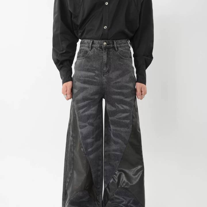 Denim bimatérico negro para venta al por mayor de Vanida Dang