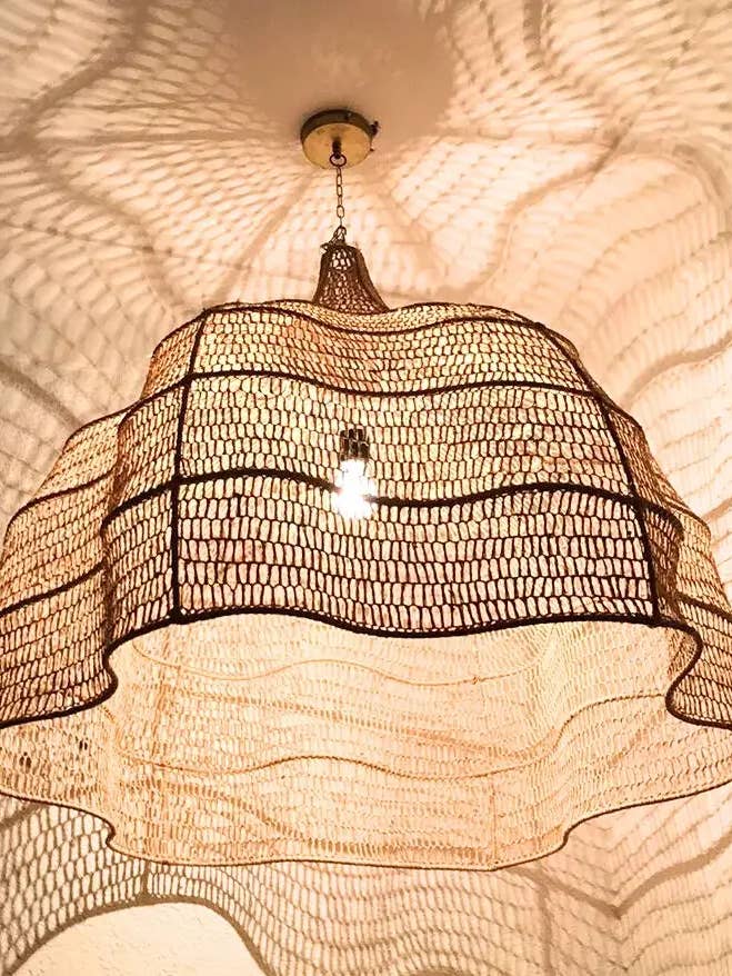 Handmade Wave Raffia Chandelier Pendant Light for wholesale by martitec