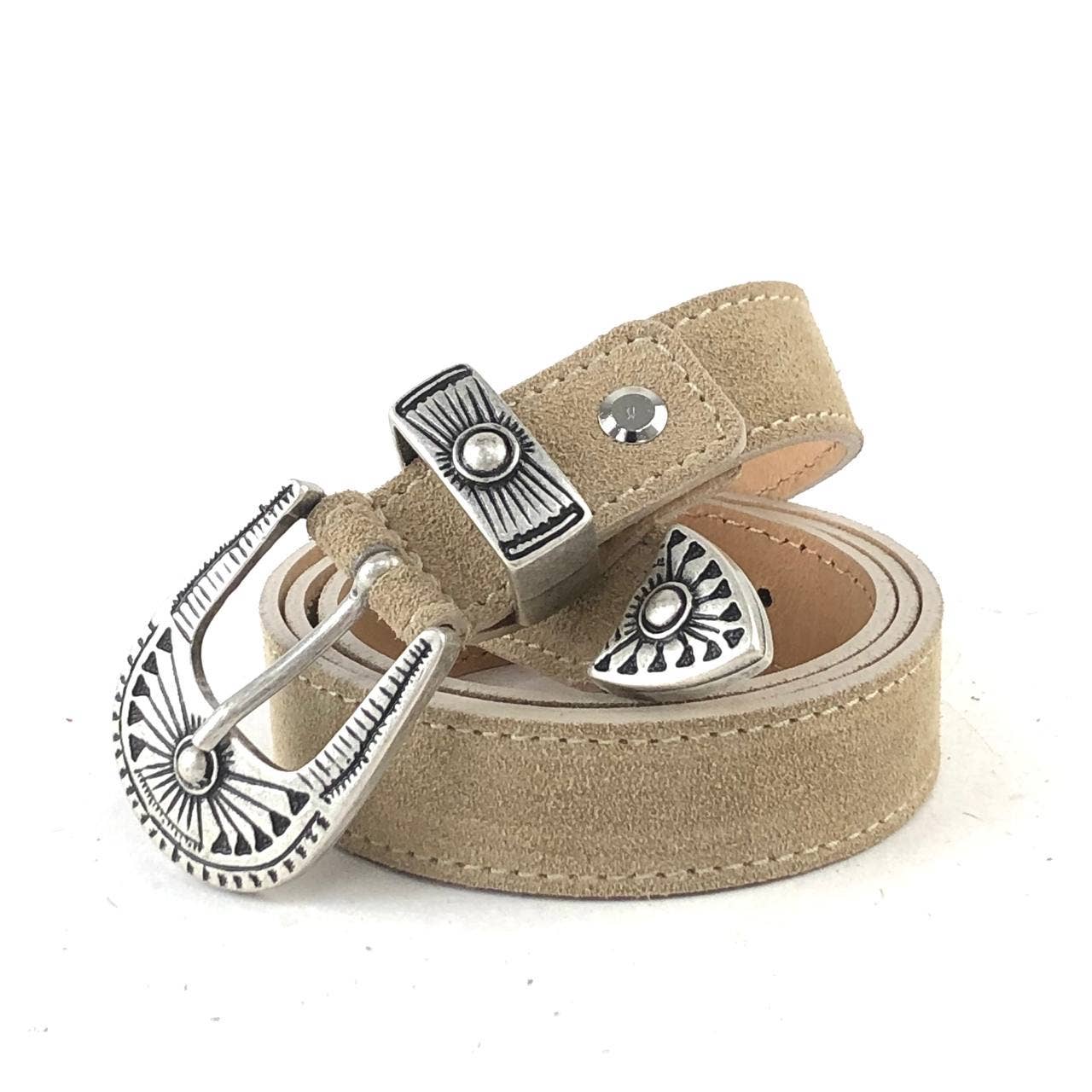 MILANO AMOUR - Vente Ceinture – femme - Ceinture Tris en daim véritable cuir, fabriquée en Italie4
