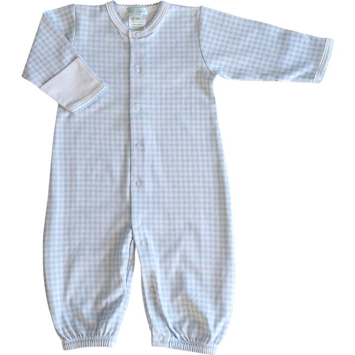 Baby's "Blue Checks" Pima Cotton Converter Gown for wholesale by Baby Threads