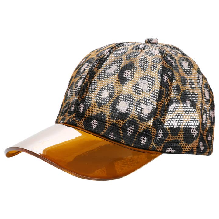 Cap Zone - Wholesale Trucker Hat - Women's - Leopard Full Mesh Clear Brim Trucker Hat4