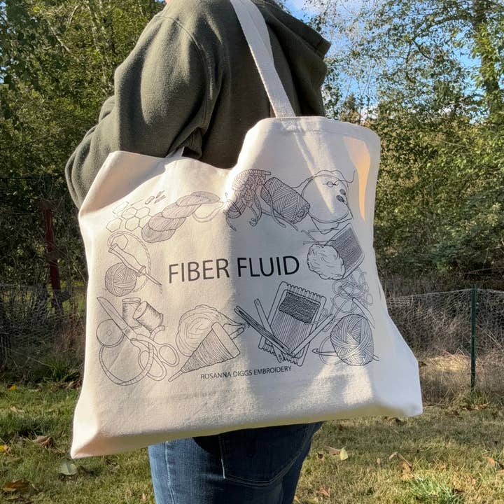 Fiber Fluid Tote Bag for wholesale by Rosanna Diggs Embroidery