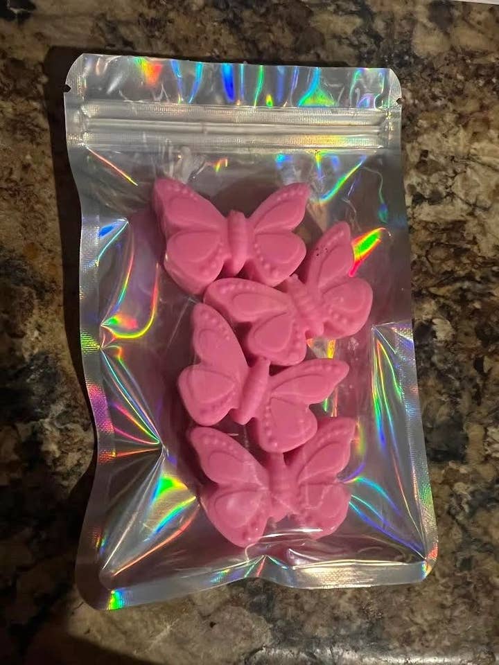 Butterfly Shaped Wax Melts - Strawberry Shortcake Scent for wholesale by Kelsey’s Candles