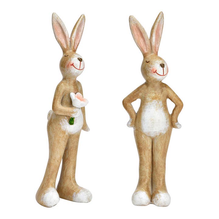 Figure Rabbit made of Poly, set of 2, Beige (W/H/D) 4x14x4cm for wholesale by Wurm