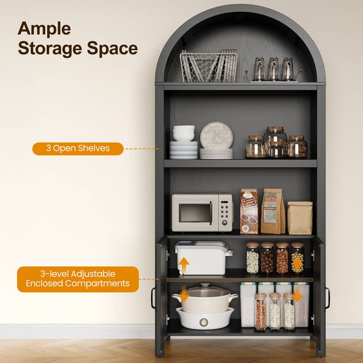Heynemo - Wholesale Cabinet - Arched Storage Cabinet with 2 Rattan Doors, 59''
