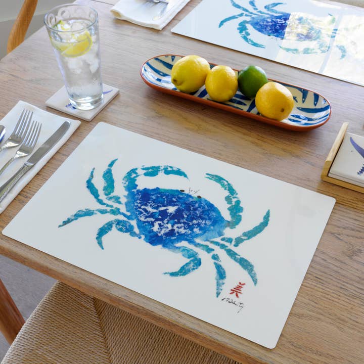 Blue Dungeness Crab Placemat | Nautical for wholesale by Fish Aye Trading