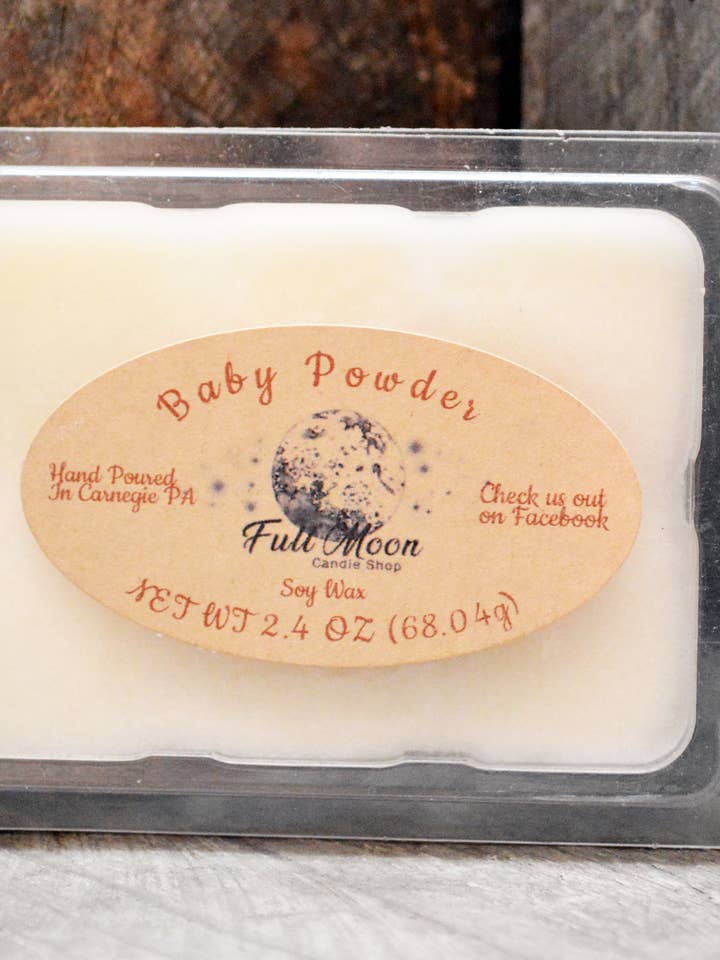 Baby Powder Wax Melt 2.4oz for wholesale by Full Moon Candle Shop