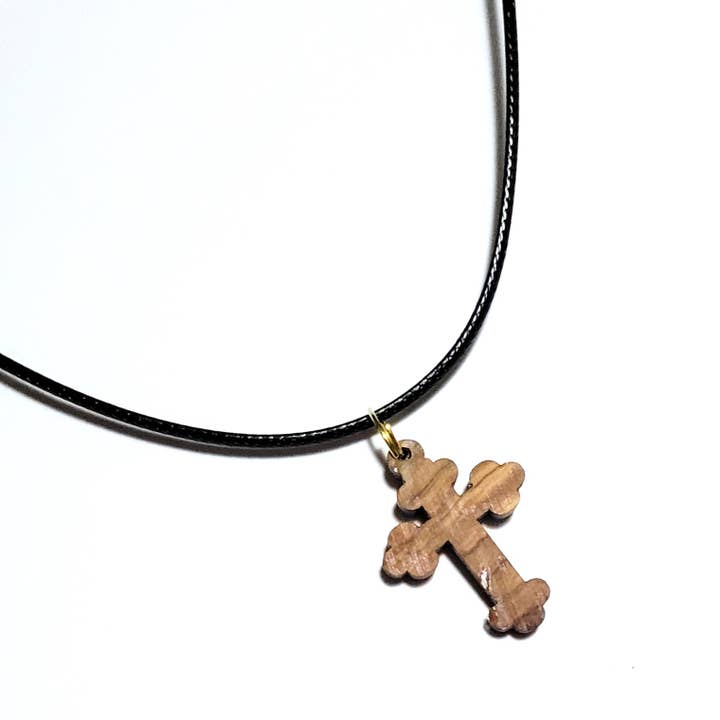 Eclectic Woodchuck - Wholesale Pendant/Charm Necklace - Bottoni Cross Abalone and Olive Wood Pendant