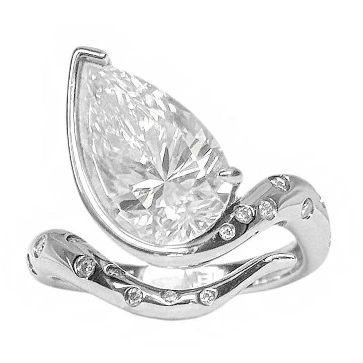 El&Elle - Wholesale Cocktail/Statement Ring - Ouroboros Pear Moissanite Ring - Limited Edition0