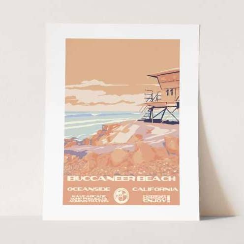 Buccaneer Beach Surf Art Print | 16x20 | San Diego Art for wholesale by WAVE ARCADE